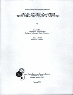 The purpose of this research is to better understand the characteristics of groundwater management under the prior appropriation doctrine in the western United States. The general objective is to summarize legal and administrative controls on groundwater use in eight western states and to compare the impacts of these controls on groundwater systems. The history of groundwater management in the states of Montana, Utah, Oregon, Washington, Idaho, Colorado, New Mexico and Arizona suggests a temporal development pattern of management stages. Different management stages may be identified depending on whether the state considers the resource as renewable or nonrenewable. [...] State water management agencies often do not utilize fully the statutory powers which are available. Difficulty is encountered in applying the priority principle to controlling groundwater pumpage because of the storage or stock aspects of the resource. Most states have developed management area programs to identify areas of groundwater overuse and to reduce pumpage. However, in practice, the states have universally utilized the designations to limit the development of groundwater by preventing new appropriations rather than achieving the statutory goals of a recharge-discharge balance and maintenance of reasonable and economically feasible pumping lifts.