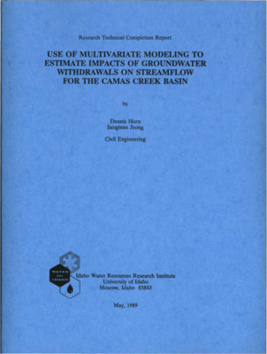 The conjunctive use of surface and groundwater has been recognized as posing significant water rights issues in many of the Idaho river basins. Increases in groundwater pumping rates, primarily for irrigation, have led to changes in surface streamflow, affecting previously allocated surface water rights. However, the magnitude of this effect and its variability over time remain difficult to estimate. The primary objective of this study was to develop a multivariate monthly flow model for Camas Creek, based on stream flows in neighboring basins, and to test whether such a model is sensitive enough to detect, at some statistical level of significance, any streamflow changes that may have resulted from groundwater withdrawals. Monthly streamflow records from Camas Creek and three similar neighboring basins were used to develop a multivariate monthly streamflow model of Camas Creek. Model parameters were based on the recorded statistics for the record period common to groundwater development within the Camas Creek basin. The model was developed and tested for its ability to adequately reproduce the historic pre-irrigation time series for Camas Creek. Then the model was applied to the time period in which significant groundwater withdrawals occurred. A comparison of the modeled streamflow with the actual flows for this period was used to estimate the impacts of groundwater pumping on monthly, seasonal, and annual streamflows. The differences between the two time series were related to the history of groundwater development within the basin. Although the model appeared to simulate the overall historic time series reasonably well, its performance varied by month and season. The application of the model to the time period in which the Camas Creek basin groundwater withdrawals were significant produced a simulated record with lower streamflows than those observed. This may be attributed to the fact that most of the large wells have pumped from deep aquifers, with no connection to the surface stream aquifers.