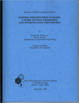 As the competition for Idaho's available water has increased, increased attention has been paid to the amount and distribution of precipitation in Idaho. To adequately manage this valuable resource, a good understanding of the precipitation pattern is essential. In particular, a new map of mean annual precipitation is needed. The current map was based primarily on data from low-lying weather stations. Since its completion, new data have shown this map to be inaccurate, especially at high elevations where new data from the SNOTEL network are now available. A new series of mean annual precipitation maps at a scale of 1:250,000 is now being drawn. A computer contouring procedure is used to create the preliminary maps with the final maps being manually drawn. The database used is the National Weather Cooperative Network and the Soil Conservation Service SNOTEL stations. All data records were gathered and standardized to the 1961-1985 base period. Next, multiple regression equations were developed to estimate point precipitation values where no gages exist. Third, point interpolation procedures were investigated as to their appropriateness for use on the data set. Either the normal ratio method or multiple regression was used to derive missing values. Acceptable estimates were made for all missing data. Multiple regression equations for point precipitation data were derived to estimate precipitation in between locations of snow precipitation. The final equations were of the form log(MAP) = f(elevation, location, air mass lifting index). An equation was derived for each of seven regions. Acceptable estimation equations were derived for all but two of these regions. For the automated production of preliminary isohyets, two point interpolation procedures were examined. The advantages and limitations of the inverse distance method and the punctual Kriging procedure were investigated.