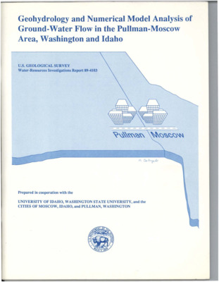 The Pullman-Moscow area of southeastern Washington and northern Idaho depends on groundwater as the principal source of water, but increasing pumpage rates and declining groundwater levels indicate a need for groundwater management. Using data from a study done by the U.S. Geological Survey in the 1970's and up-to-date data collected for this study, a three-dimensional numerical computer model of the groundwater-flow system was constructed to provide an understanding of the geohydrology of the study area. The groundwater-flow model incorporates three layers -- an overlying surficial loess layer, a Wanapum Basalt layer, and a Grande Ronde Basalt layer. A groundwater-system recharge rate was estimated using a methodology developed by the U.S. Geological Survey. groundwater discharge was modeled as groundwater pumping, flow to rivers and streams, and flow out of seepage faces, where a layer is incised by a river valley. Three cross-sectional flow models, distributed across the domain of the three-dimensional model along estimated flow lines in the Grande Ronde Basalt, were used to obtain hydraulic coefficient input for the three-dimensional model. The three-dimensional model was calibrated using the time-averaged method for the period 1974-85, and was evaluated by simulating historical pumpage rate changes (1890-1985) and comparing simulated with observed water-level changes. Model results suggest that groundwater levels would stop declining if groundwater pumpage were to stabilize at a constant level. However, groundwater levels will continue to decline in the foreseeable future as long as groundwater pumpage continues to increase. Further study of the recharge, movement, and discharge of groundwater in the area is needed to increase the accuracy of any groundwater-flow model to predict the response of the flow system to future pumping stresses.
