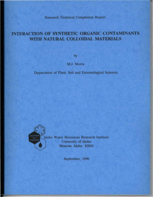 Approximately 90 percent of the public water supply in Idaho originates from groundwater, thus making potential pesticide contamination a key issue. A small, but significant portion of the applied pesticide is transported through the soil column more quickly than predicted by currently available models. It has been proposed that increased pesticide mobility occurs as a result of pesticide complexation with a water soluble soil organic fraction, in which the pesticide-organic complex moves faster than the pesticide alone. The present research project is being conducted to (1) develop the methodologies for qualitatively and quantitatively studying pesticide complexation with water soluble soil materials, (2) define the key variables controlling complexation, (3) compare predicted complexation and pesticide mobility alteration with actual results obtained in simulated field situations, and (4) propose a model input variable to produce more accurate estimates of pesticide transport in soil. This report presents the second year results of the three-year study, focusing on objectives 1 and 2. It is organized in chapters, each of which is intended as a separate peer review publication. We have: obtained the spectra of humic materials in aqueous solution; developed methods to obtain unaltered organo-mineral colloids from soils and non-destructively measured the C and N content of these colloids; extensively studied the fluorescence characteristics of a cationic herbicide (difenzoquat); and confirmed that humic acid interacts with nonionic synthetic organic compounds in a partitioning manner and therefore is a potential carrier for nonionic contaminants in the soil.