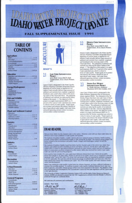 The Idaho Water Project Update a semi-annual newsletter for people concerned with water and water-related issues in Idaho. This second, indexed, newsprint format issue contains briefs in agriculture, education, energy and hydropower, fish and wildlife, flood and sediment control, forestry, industry, mining, recreation, urban/domestic, and general programs.