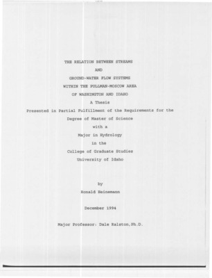 A three-dimensional computer model of groundwater flow  in the Pullman-Moscow area of Washington and Idaho was  constructed in 1987 to address concerns over increasing  pumpage rates and declining groundwater levels in the Grande  Ronde Formation of the Columbia River Basalts. An integral  part of the model is the interconnection of groundwater and  surface water. Streamflow measurements from a 1984 USGS  survey suggest that a significant amount of groundwater may  be discharging from basalt aquifers and associated interbeds to streams within the area.  Six Pullman-Moscow area streams which are incised into  the basalt stratigraphy were investigated to locate zones  where groundwater discharge/recharge is occurring. Stream  temperature surveys and geologic cross sections were used to  identify and describe possible groundwater discharge areas.  Results of the study suggest that sedimentary deposits  located along the eastern terminus of the Roza Member of the  Wanapum Formation are a source for groundwater discharge  along Union Flat Creek, the North Fork of the Palouse River,  and Four Mile Creek. Knowledge of the spatial and areal  extent of the groundwater discharge zones will increase the  accuracy of the Pullman-Moscow groundwater-flow model.