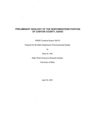 The U.S. Environmental Protection Agency (EPA) promulgated a rule on 1217/2000 that requires a maximum contaminant level (MCL) compliance at a concentration of zero pCiIL for radionuclides in community water systems. The Idaho Department of Environmental Quality (IDEQ) adopted this rule effective on 3/15/2002. Clearly, the source and distribution of water-born radiation must be well understood in order to effectively implement these new regulations. A number of groundwater quality problems exist within Canyon County, including locally elevated levels of radionuclides, naturally occurring concentrations of arsenic, agriculturally caused nitrate loading, and thermal water. Sampling by IDEQ has revealed strongly elevated levels of radiological constituents in groundwater near Caldwell. The geographic extent of this problem is not fully known, and the source of the radionuclides not understood. IDEQ requested that the Idaho Water Resources Research Institute (IWRRJ) develop the first phase of a multi-year study that will result in an understanding of the geological sources and distribution of radionuclides that affect groundwater as well's a hydrogeological characterization of aquifers in the study area. This report summarizes results from the geological portion of this initial study. This study was undertaken to aid in understand the source and distribution of elevated radionuclides in groundwater in northeastern Canyon County. Our objective is to provide DEQ with information regarding radionuclide distribution, concentration in groundwater.