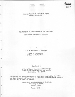Growing competition for Idaho's water resources by industrial, municipal, recreational, and hydroelectrical activities is focusing increased interest upon defining and decreasing nonrecoverable or unused water ""losses"" by irrigation entities. In addition, increases in energy costs and demands in Idaho dictate more efficient and effective use of pumped or diverted water, with larger volumes remaining in rivers and reservoirs for electrical power generation