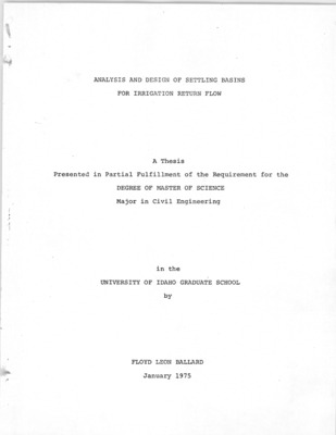 Nine fields under furrow irrigation were studied to determine sediment yield to ponds as a function of crop type, soil type, and topography. Data were collected from seven farm settling ponds located on these fields to gain insight into the factors which affect pond removal efficiency.