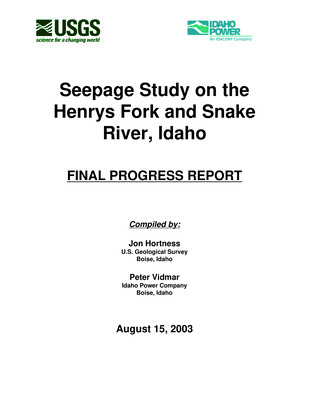 This study was one component of the general Eastern Snake Hydrologic Modeling Committee strategy to refine and enhance the conceptual and computer models of the Eastern Snake River Plain (ESRP) hydrologic system. Information gathered during this study will be combined with the results of other work being done on the plain to enhance the conceptual model of the hydrologic system and refine groundwater and surface-water computer flow models. Data collection and analyses were performed in a collaborative effort by the U.S. Geological Survey (USGS) and Idaho Power Company (IPCo). The specific objective of this study was to estimate gains from and losses to groundwater in selected river reaches in the ESRP during five detailed seepage studies.