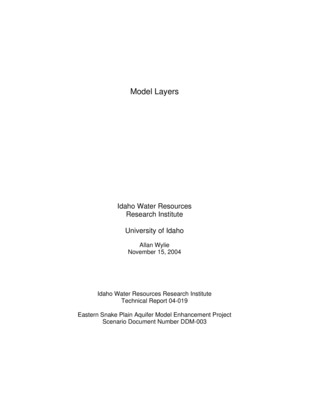 Design documents are a series of technical papers addressing specific design topics on the eastern Snake River Plain Aquifer Model upgrade. Each design document will contain the following information: topic of the design document, how that topic fits into the whole project, which design alternatives were considered and which design alternative is proposed. In draft form, design documents are used to present proposed designs to reviewers. Reviewers are encouraged to submit suggested alternatives and comments to the design document. Reviewers include all members of the Eastern Snake Hydrologic Modeling (ESHM) Committee as well as selected experts outside of the committee. The design document author will consider all suggestions from reviewers, update the draft design document, and submit the design document to the SRPAM Model Upgrade Program Manager. The Program Manager will make a final decision regarding the technical design of the described component. The author will modify the design document and publish the document in its final form in .pdf format on the SRPAM Model Upgrade website. Final model documentation will include all of the design documents, edited to ensure that the "as-built" condition is appropriately represented. The selection of the number of layers used in the model depends on the intended use of the model and the significance of three-dimensional flow in the aquifer. For example, if the objective was to evaluate the impact of Well A on Well B and the wells were open to the aquifer at different horizons, then three-dimensional flow may have a significant impact. On the other hand, if the two wells were both fully penetrating, then perhaps three-dimensional flow may not be as important and the problem can be approached in two-dimensions without introducing significant errors.