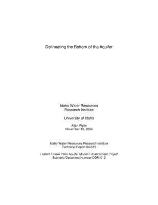 Design documents are a series of technical papers addressing specific design topics on the eastern Snake River Plain Aquifer Model upgrade. Each design document will contain the following information: topic of the design document, how that topic fits into the whole project, which design alternatives were considered and which design alternative is proposed. In draft form, design documents are used to present proposed designs to reviewers. Reviewers are encouraged to submit suggested alternatives and comments to the design document. Reviewers include all members of the Eastern Snake Hydrologic Modeling (ESHM) Committee as well as selected experts outside of the committee. The design document author will consider all suggestions from reviewers, update the draft design document, and submit the design document to the SRPAM Model Upgrade Program Manager. The Program Manager will make a final decision regarding the technical design of the described component. The author will modify the design document and publish the document in its final form in .pdf format on the SRPAM Model Upgrade website. Final model documentation will include all of the design documents, edited to ensure that the "as-built" condition is appropriately represented. Hydrogeologists use the bottom of the aquifer when estimating the volume of water in storage within an aquifer, and when determining the thickness of an aquifer. Often a stratigraphic change defines the bottom of the aquifer. For the Snake Plain Aquifer this might be considered the basalt/rhyolite contact. In other cases the aquifer bottom is defined by gradual changes in material properties. An example of this for the Snake Plain Aquifer might be diagenetic alterations within the basalts gradually reducing permeability as the older and deeper basalts age. Given a gradational phenomenon such as this, hydrogeologist may disagree on exactly which horizon defines the base of the aquifer.