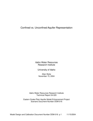 Design documents are a series of technical papers addressing specific design topics on the eastern Snake River Plain Aquifer Model upgrade. Each design document will contain the following information: topic of the design document, how that topic fits into the whole project, which design alternatives were considered and which design alternative is proposed. In draft form, design documents are used to present proposed designs to reviewers. Reviewers are encouraged to submit suggested alternatives and comments to the design document. Reviewers include all members of the Eastern Snake Hydrologic Modeling (ESHM) Committee as well as selected experts outside of the committee. The design document author will consider all suggestions from reviewers, update the draft design document, and submit the design document to the SRPAM Model Upgrade Program Manager. The Program Manager will make a final decision regarding the technical design of the described component. The author will modify the design document and publish the document in its final form in .pdf format on the SRPAM Model Upgrade website. Final model documentation will include all of the design documents, edited to ensure that the "as-built" condition is appropriately represented. This document discusses whether the Eastern Snake Plain Aquifer will be represented as a confined or an unconfined aquifer. The decision to use state-of-the-art parameter estimation techniques makes this decision more difficult. The existing IDWR/UI aquifer model (Cosgrove et al, 1999) uses an unconfined representation for the Eastern Snake Plain Aquifer and Garabedian (1992) employed an unconfined representation also. Thus, a choice of an unconfined representation for the Eastern Snake Plain Aquifer would be consistent with tradition. However, a confined aquifer model representation requires fewer computations and behaves more stable numerically than an unconfined aquifer representation. These two factors present significant advantages when using parameter optimization tools that run the model thousands of times to select a parameter suite that minimizes the differences between observations and modeled values.