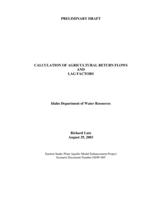 Design documents are a series of technical papers addressing specific design topics on the eastern Snake River Plain Aquifer Model upgrade. Each design document will contain the following information: topic of the design document, how that topic fits into the whole project, which design alternatives were considered and which design alternative is proposed. In draft form, design documents are used to present proposed designs to reviewers. Reviewers are encouraged to submit suggested alternatives and comments to the design document. Reviewers include all members of the Eastern Snake Hydrologic Modeling (ESHM) Committee as well as selected experts outside of the committee. The design document author will consider all suggestions from reviewers, update the draft design document, and submit the design document to the SRPAM Model Upgrade Program Manager. The Program Manager will make a final decision regarding the technical design of the described component. The author will modify the design document and publish the document in its final form in .pdf format on the SRPAM Model Upgrade website. Final model documentation will include all of the design documents, edited to ensure that the "as-built" condition is appropriately represented. The selection of drains and returns included in the study was a joint effort of the Department of Water Resources and the Idaho Power Company. The returns on the Snake River below American Falls Reservoir were suggested by IDWR to match the ones used in a study conducted in 1985- 86. Idaho Power created a video taken from a helicopter over flight of the Snake above American falls and the Henry's Fork, which was used to help select obvious returns to the river. A standard eight digit USGS gage identification number was assigned to each site selected. PRELIMINARY DRAFT.