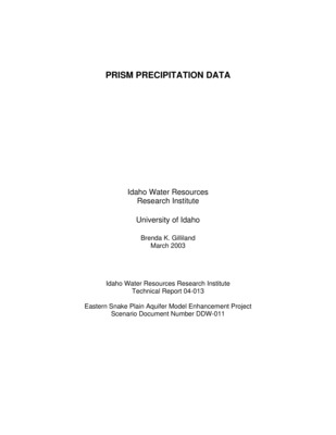 Design documents are a series of technical papers addressing specific design topics on the eastern Snake River Plain Aquifer Model upgrade. Each design document will contain the following information: topic of the design document, how that topic fits into the whole project, which design alternatives were considered and which design alternative is proposed. In draft form, design documents are used to present proposed designs to reviewers. Reviewers are encouraged to submit suggested alternatives and comments to the design document. Reviewers include all members of the Eastern Snake Hydrologic Modeling (ESHM) Committee as well as selected experts outside of the committee. The design document author will consider all suggestions from reviewers, update the draft design document, and submit the design document to the SRPAM Model Upgrade Program Manager. The Program Manager will make a final decision regarding the technical design of the described component. The author will modify the design document and publish the document in its final form in .pdf format on the SRPAM Model Upgrade website. Final model documentation will include all of the design documents, edited to ensure that the "as-built" condition is appropriately represented. Precipitation is one component of recharge to the eastern Snake Plain Aquifer. While not the largest component of recharge to the system, it is a significant component that is associated with much uncertainty in the recharge calculation. Precipitation data are used in the ESPAM model in two ways: as the base data for calculating recharge to the aquifer on non-irrigated lands, and as one of several attributes used to calculate recharge to the aquifer on irrigated lands. Precipitation data are needed for the study period years of 1980 to 2002. Three sources of data were considered for use in the model. One source is available for the entire study period, but limited in monitoring stations. Another source is available from 1980 to 1997, but data are not available in a timely manner for the years 1998 to 2002. The third source of data is available for limited years during the study period, and also has limited coverage of monitoring stations over the study area. This paper summarizes the three available sources of precipitation data and describes the two precipitation datasets that were selected for calculating the recharge budget for the ESPAM Enhancement Project.
