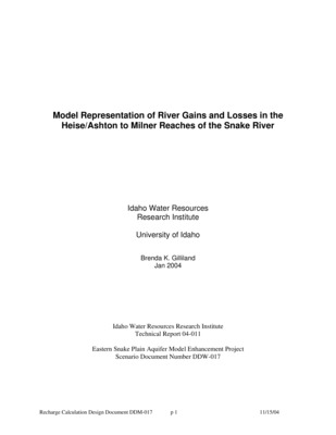 Design documents are a series of technical papers addressing specific design topics on the eastern Snake River Plain Aquifer Model upgrade. Each design document will contain the following information: topic of the design document, how that topic fits into the whole project, which design alternatives were considered and which design alternative is proposed. In draft form, design documents are used to present proposed designs to reviewers. Reviewers are encouraged to submit suggested alternatives and comments to the design document. Reviewers include all members of the Eastern Snake Hydrologic Modeling (ESHM) Committee as well as selected experts outside of the committee. The design document author will consider all suggestions from reviewers, update the draft design document, and submit the design document to the SRPAM Model Upgrade Program Manager. The Program Manager will make a final decision regarding the technical design of the described component. The author will modify the design document and publish the document in its final form in .pdf format on the SRPAM Model Upgrade website. Final model documentation will include all of the design documents, edited to ensure that the "as-built" condition is appropriately represented. Understanding gains and losses of the Snake River is an important aspect of conjunctive management of the water resources of southern Idaho. Quantifying the surface and groundwater exchange is fundamental to management and to the development of technical tools such as the Snake River Plain aquifer model. The exchange of water between the Snake River Plain aquifer and the Snake River is a primary target in the calibration of the model. The model will ultimately be used to guide aquifer and river management. The purpose of this document is to describe the gains and losses of the upper reaches of the Snake River within the bounds of the Snake River Plain aquifer. This document is also intended to give readers a sufficient understanding of the uncertainties in the methods so that they may infer a level of confidence in the results. The presented analyses are described for all river reaches defined by gaging stations for reaches above Milner on the Snake River continuously or nearly continuously operational during the 1980 through 2002 period (Figure 1). Some adjacent reaches may later be aggregated as determined to be appropriate during aquifer model calibration. This period was selected to match the calibration period of the Snake River Plain aquifer model. The gains and losses described in this document are intended to represent the calibration targets for the aquifer model. The description of the analysis in each reach is intended to assist in assignment of a confidence in that target.