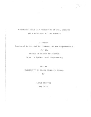The objective of this project was to study the process of soil loss by water on this one watershed and determine the effect of various hydrologic parameters.