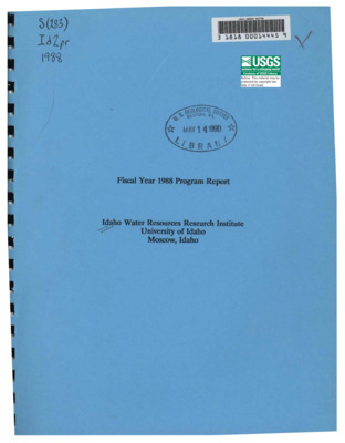 This report addresses the research and information dissemination activities of the Idaho Water Resources Research Institute during the 1988 fiscal year. Synopses are presented for the following research projects: Groundwater Contamination from Agriculturally Applied Pesticides Developing an Integrated Model for Evaluating the Economic and Ecologic Effects of Reducing Nonpoint Source Pollution in a Palouse Watershed Preliminary Evaluation of groundwater Inflow to Coeur d'Alene Lake from the Coeur d'Alene River Valley Uncertainty and Sensitivity Analysis of Parameters in a Regional groundwater Flow and Recharge Model Research Fracture Flow Model Study for the Boise Front Low Temperature Geothermal Groundwater Management Area Information dissemination and workshop activities are also reported.