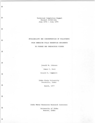 An earlier report by the Idaho Health Department and Idaho Fish and Game Department indicated that American Falls Reservoir was polluted by mercury levels which constituted a threat to the ecosystem and public health (1,2). These findings resulted in a news release (Idaho State Journal, January 19, 1972) advising healthy adults not to eat more than one-half pound per week of fish from American Falls Reservoir and that pregnant women and children should completely avoid eating reservoir fishes. Subsequently the presence of dangerous levels of mercury in yellow perch (Perea flavescens), carp (Cyprinus carpio), and black bullhead (Ictalurus melas) was confirmed (3,4). The presence in American Falls Reservoir and resulting environmental threat of pollutants other than mercury had not been investigated.