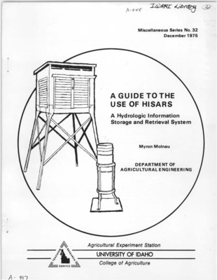 The HISARS system was implemented out of a need to have a large body of hydrologic data available for ease of access. Many people have collected information for a project. Often the finding and collection of the necessary data, even when published, takes an inordinate amount of time when compared to the necessary analysis. Since much of the hydrologic data is in published form, the real need was for an efficient storage and retrieval system. This user's guide to HISARS has been patterned after the Guide published by North Carolina State University.