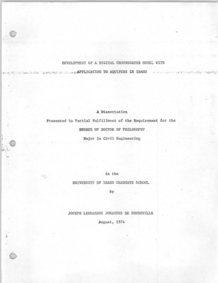 Development of a digital groundwater model with application to aquifers in Idaho