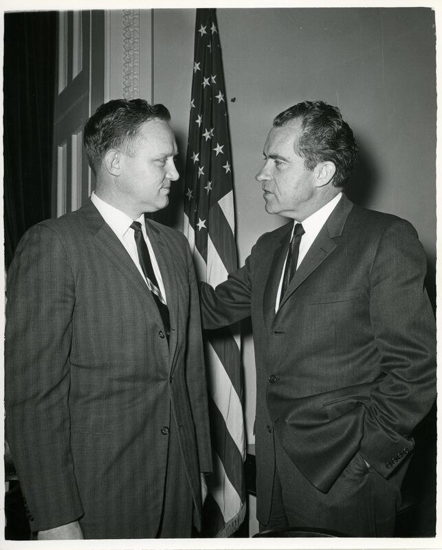Photograph of Senator James A. McClure standing with President Richard M. Nixon