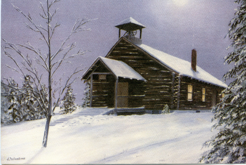 James A. and Louise McClure developed this Christmas card depicting the Cavendish Methodist Church, in Cavendish, Idaho, with art by Diane McNight Notestine.
