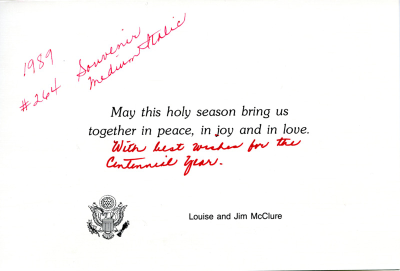 This sample section of a 1989 Christmas card shows part of the process of developing the McClures' annual Christmas cards.