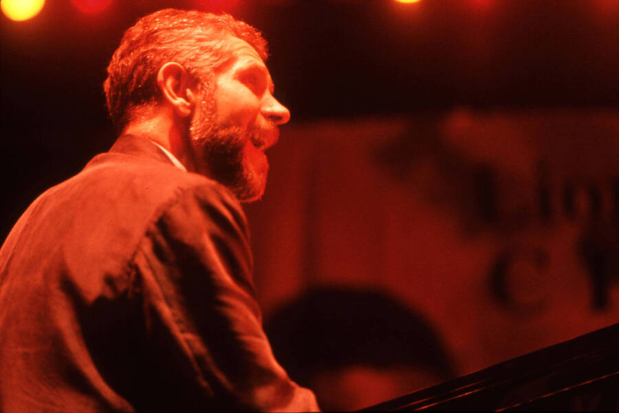 35 mm color slide. Leonid Vintskevich plays piano at the Pepsi International World Jazz Night at the 1992 Lionel Hampton-Chevron Jazz Festival.