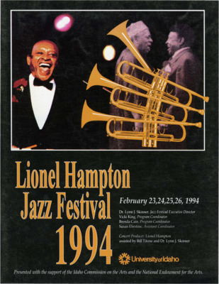 8.25" x 10.75" event program. Includes artist biographies, concert schedules, performance schedules, workshop and clinic information, and sponsor information.