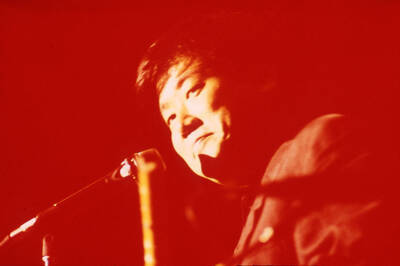 35 mm color slide. Kazu Matsui on stage at the Pepsi International World Jazz Night at the 1992 Lionel Hampton-Chevron Jazz Festival.