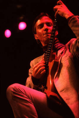 35 mm color slide. John Stowell plays guitar at the Pepsi International World Jazz Night at the 1992 Lionel Hampton-Chevron Jazz Festival.