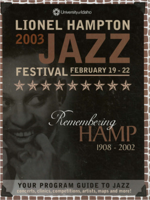 8.25" x 10.75" event program. Includes artist biographies, concert schedules, performance schedules, workshop and clinic information, and sponsor information.