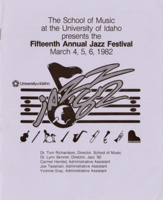 8.25" x 10.75" event program. Includes artist biographies, concert schedules, performance schedules, workshop and clinic information, and sponsor information.