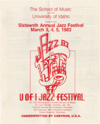 8.25" x 10.75" event program. Includes artist biographies, concert schedules, performance schedules, workshop and clinic information, and sponsor information.
