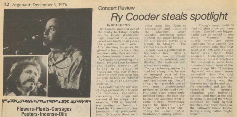 Concert Review: Ry Cooder steals spotlight