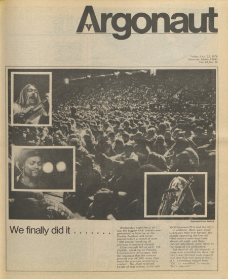 "We finally did it......." Article about the Doobie Brothers concert in October 1976 in the Argonaut student newspaper.