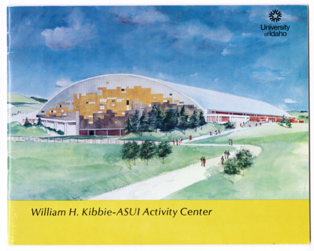 William H. Kibbie-ASUI Activity Center dedication booklet. Covers major moments and people associated with University of Idaho athletics, accompanied by watercolor illustrations. 31 pages.