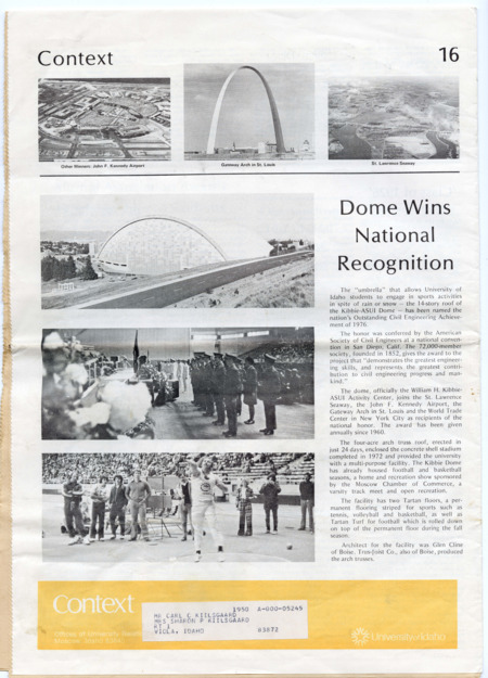 "Dome Wins National Recognition". Article for Context, 1976.
