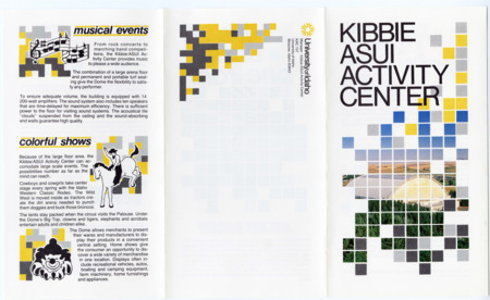 Kibbie-ASUI Activity Center pamphlet. 2 pages.