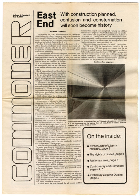 "East End: With construction planned, confusion and consternation will soon become history. Article in the Commoner by Mark Erickson, July 2, 1980. 3 pages.
