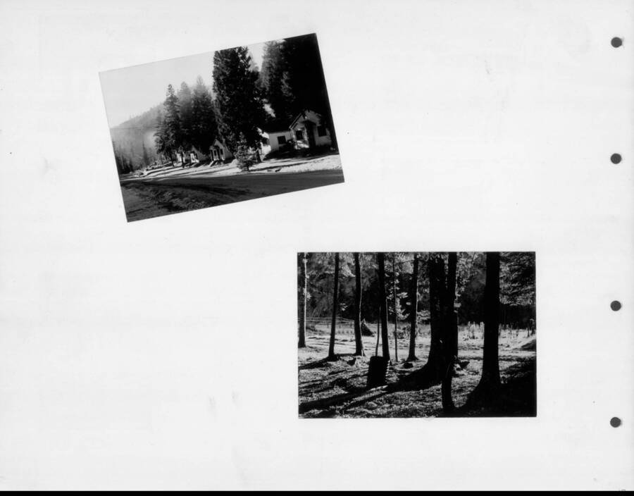 Photographs of the housing available to Japanese Internment Camp residents. Photo taken from 12-3/4 x 15-1/4 Photograph album of the Kooskia Japanese Internment Camp.