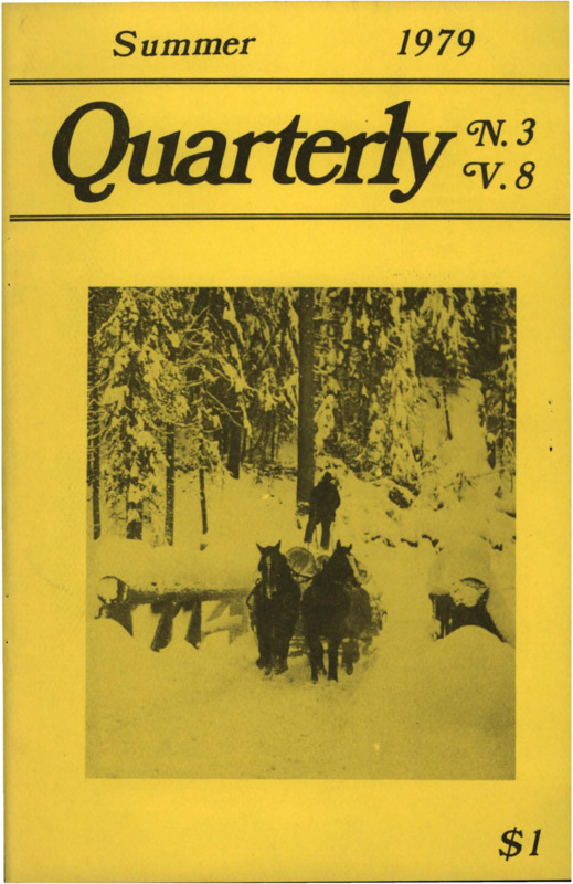 Vol. 8, No. 3, 36 pages. This issue contains articles pertaining to the following subjects and article titles: The Logging Camps of Potlatch (pg 1); Photography Section (pg 14); A.G. Gilbert: Millionaire with Moscow Roots (pg 22); Book Review: Homer David Saw the Century Turn (pg 28); Book Review - Landed Gentry 1871-1978 (pg 31)