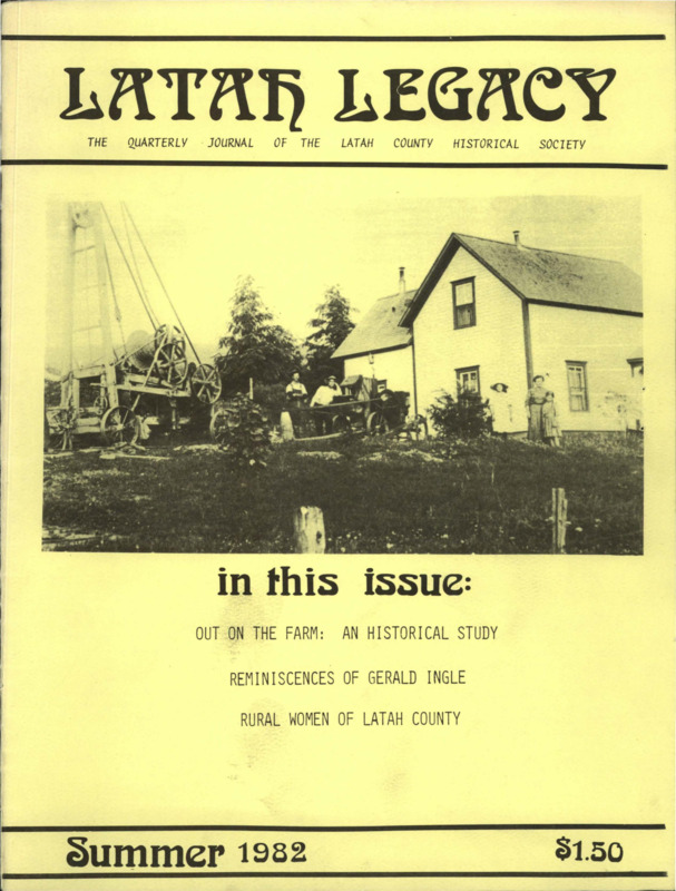 Vol. 11, No. 2, 34 pages. This issue contains articles pertaining to the following subjects and article titles: Out on the Farm: an Historical Study (pg 1); Reminiscences of Gerald Ingle (pg 13); Rural Women of Latah County (pg 21); Errata: Frederic Church's Middle Name (pg 28)