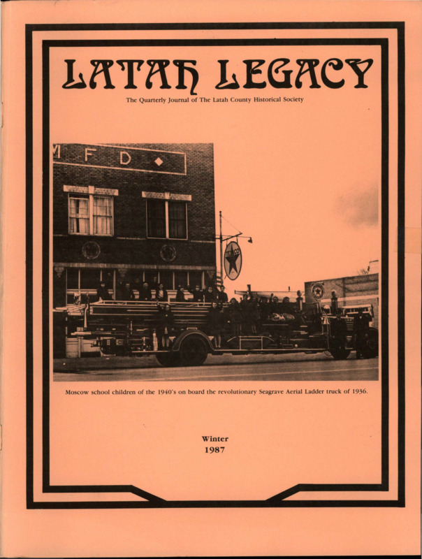 Vol. 16, No. 4, 28 pages. This issue contains articles pertaining to the following subjects and article titles: "The Bravest", a history of the Moscow Volunteer Fire Department; Moscow Memories, a poem of tribute; Book Reviews - Foxfire Centennial Edition, 1987 compared with Timeless Memories/Treasures [correct title unclear], 1987 Palouse Country, An Essay in Photographs; A Palouse Country Perspective; Letters; Poems