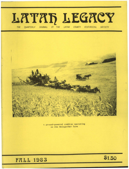 Vol. 12, No. 3, 38 pages. This issue contains articles pertaining to the following subjects and article titles: A Latah County Farm, 1880 to the present (pg 1); Farewell to the Potlatch Mill (pg 16); Book Reviews (pg 27); Newsletter [pdf pg 33]
