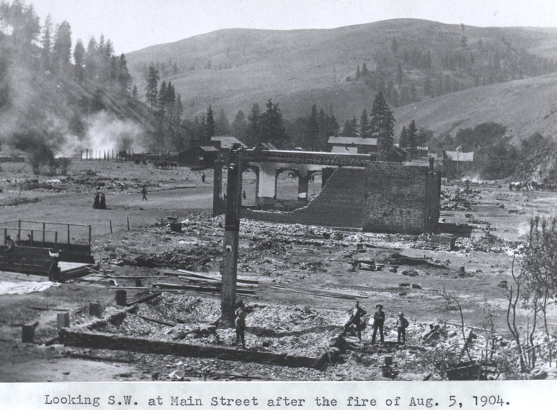 Looking southwest at Main Street in Kendrick after the August fire.