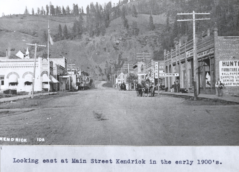 Early 1900s image looking east at Main Street in Kendrick.