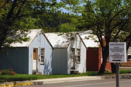 Photograph of the Bachelor Shacks from the 2010 Bovill Run publication.