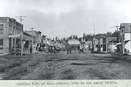 Looking northwest at Main Street in Troy, Idaho.