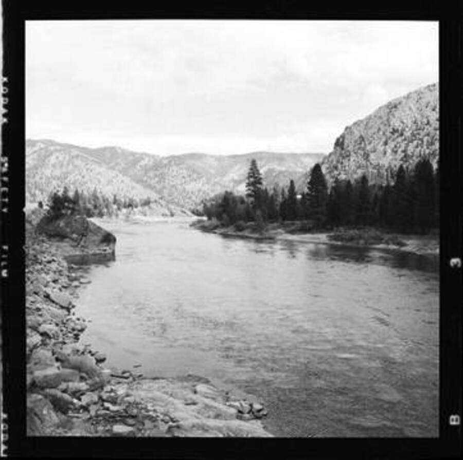 Scenic view of Clark Fork River between the towns of Alberton and Superior in Montana.