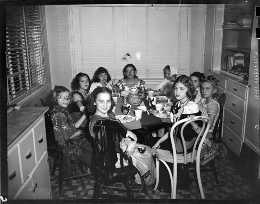 Girls at Kay Laughlin's Halloween party