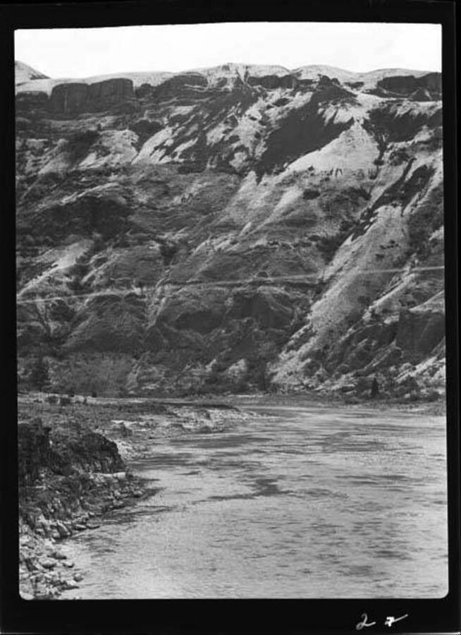 Image shows an unidentified river winding through a canyon in the Joseph Plains of Idaho.